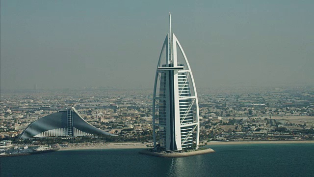 航空Burj al Arab 7星级酒店迪拜视频素材