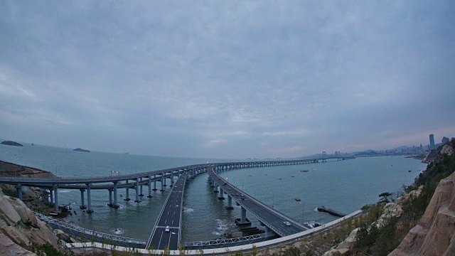 大连星海湾大桥，从早到晚视频素材