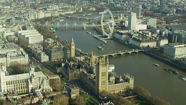 英国伦敦著名旅游景点鸟瞰图视频素材