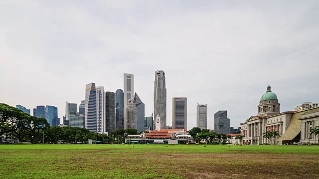 4k时间的推移，新加坡城组建筑商务区城市建筑办公室视频素材