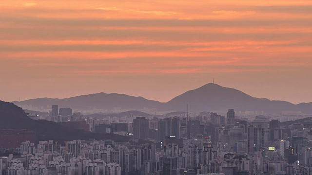 首尔市和南山(著名旅游目的地)的日落景观视频素材