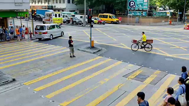 香港繁忙的人行横道-时间流逝视频素材