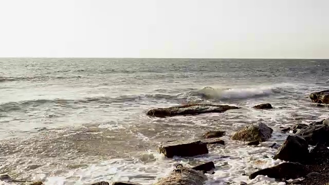 海景，天际线和阴天视频素材