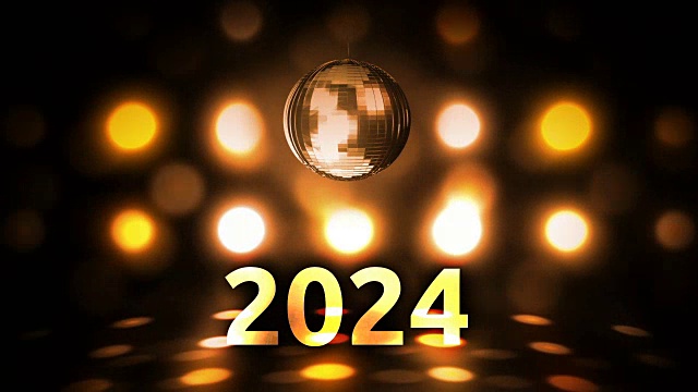 2024年新年前夕庆祝背景旋转迪斯科球夜总会视频下载