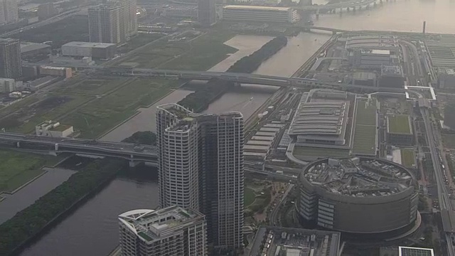 航空，东京湾地区摩天大楼，日本视频素材