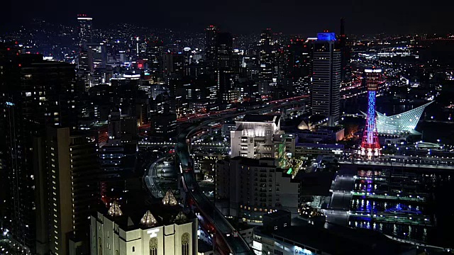 日本神户港周边夜景视频素材