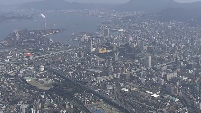 日本福冈，北九州市，空中视频素材