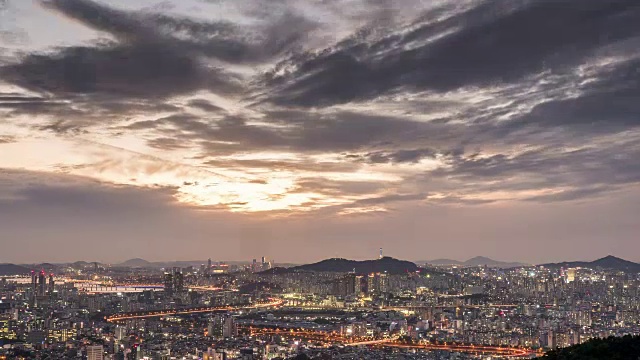 鸟瞰城市夜景风光视频素材