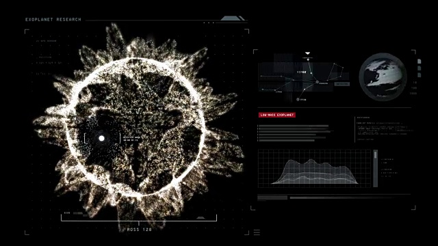 科幻界面显示系外行星Ross 128b的数据视频素材