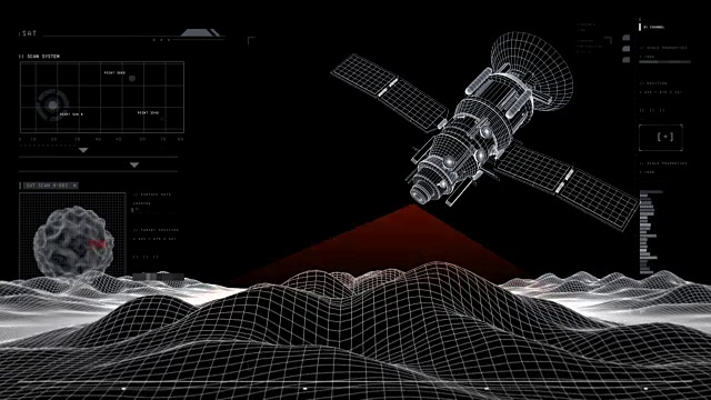 人造卫星扫描行星的表面。视频素材