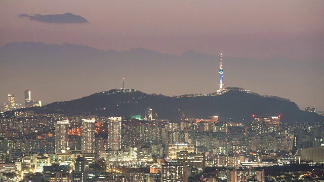 夜景，首尔城市景观视频素材