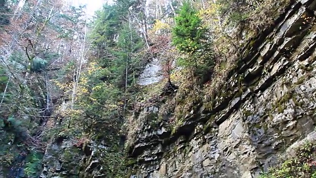 秋天有瀑布和山河的景观视频素材