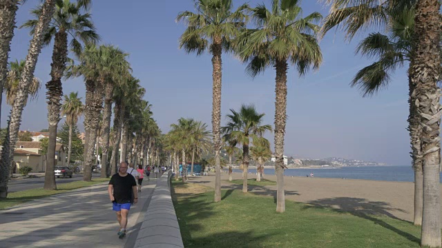 Playa de la Caleta海滩，马拉加，安达卢西亚，西班牙，欧洲视频素材