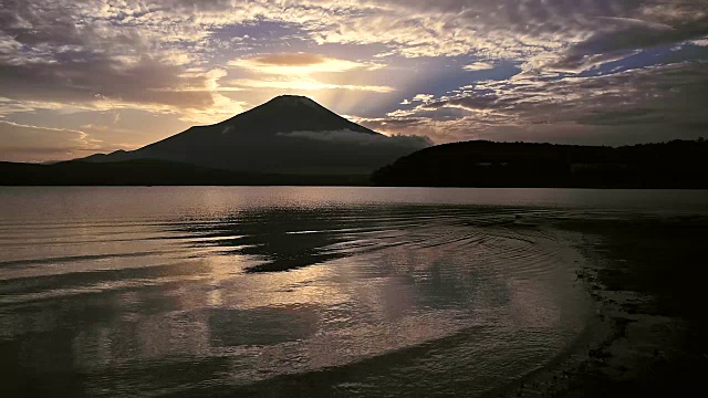 日落时富士山上的山中湖视频素材