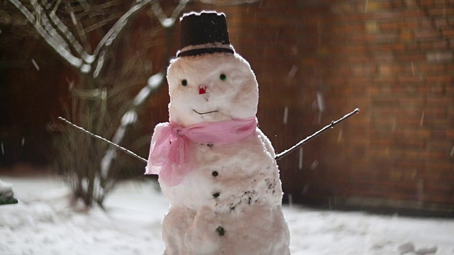 雪人和飘落的雪视频下载