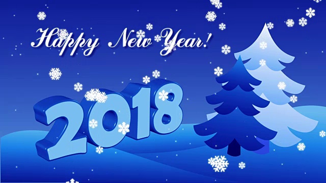 圣诞树，雪花，祝你2018年新年快乐视频素材