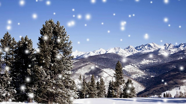 感恩节那天，科罗拉多州的山上大雪纷飞视频素材