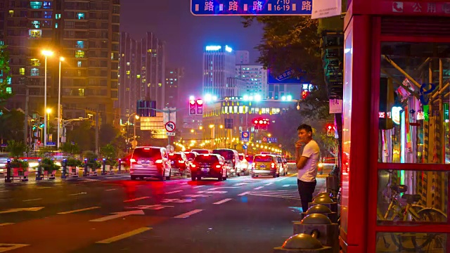 夜光中国上海中心交通道路街景4k时间视频素材