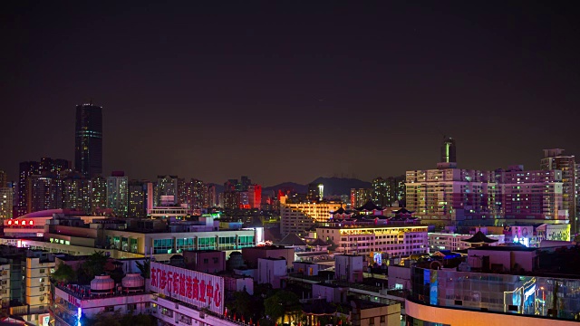 夜间照明深圳城市景观屋顶全景4k时间间隔中国视频素材