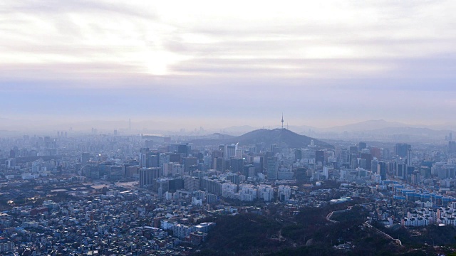 韩国首尔城市天际线的时间流逝。视频素材