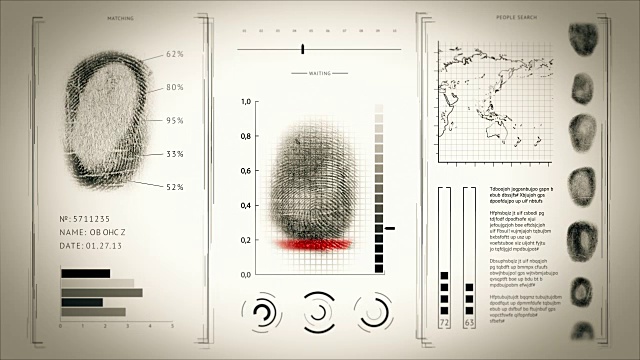 屏幕指纹扫描，界面搜索指纹人视频素材
