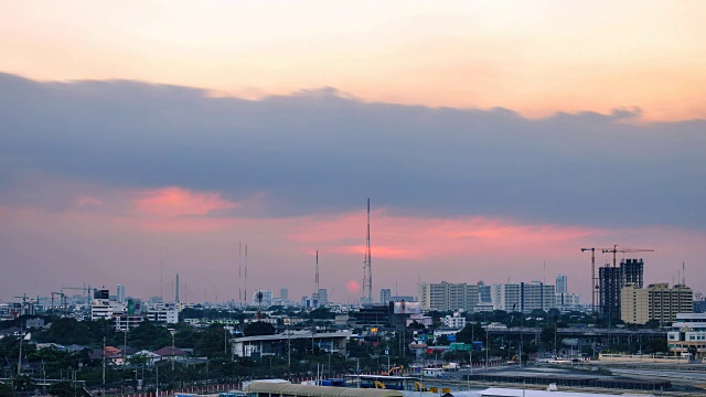 曼谷日落时刻的时间流逝。视频素材