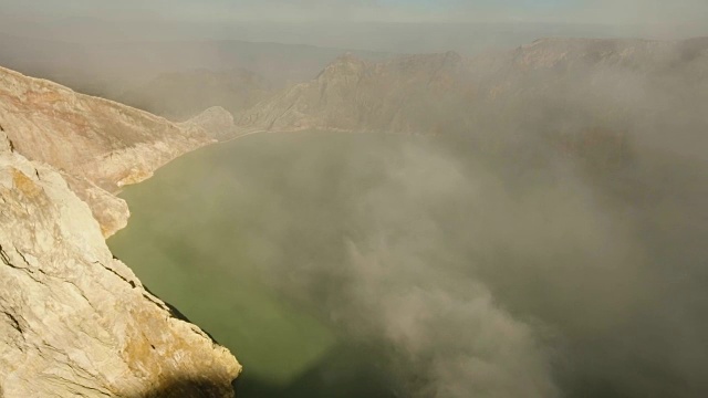 卡瓦伊真火山，硫磺被开采的地方视频素材