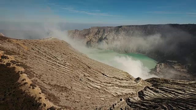 卡瓦伊真火山，硫磺被开采的地方视频素材