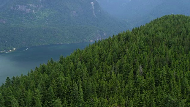 鸟瞰图内陆淡水湖荒野加拿大落基山脉视频素材