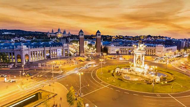 Plaça d'Espanya 在巴塞罗那，延时摄影视频素材