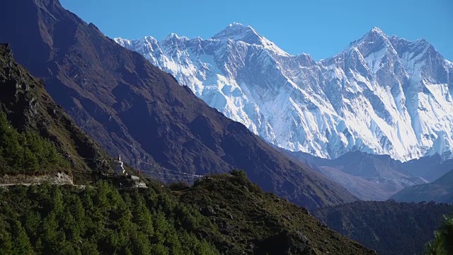 通往珠穆朗玛峰大本营的徒步旅行路线视频素材