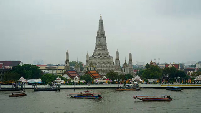 时间流逝wat arun temple的地标泰国曼谷视频素材