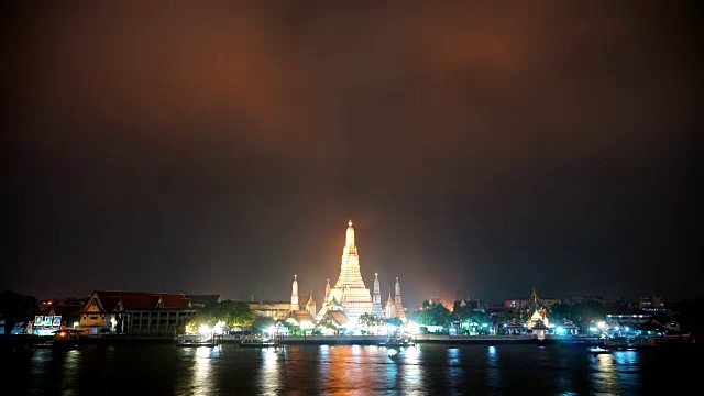 时间流逝wat arun temple的地标泰国曼谷视频素材