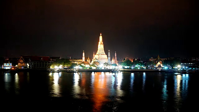 时间流逝wat arun temple的地标泰国曼谷视频素材