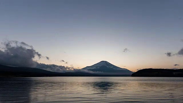 日落时富士山上的山中湖(平移)视频素材