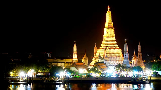 时间流逝wat arun temple的地标泰国曼谷视频素材