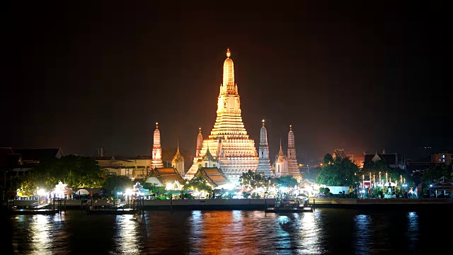 时间流逝wat arun temple的地标泰国曼谷视频素材