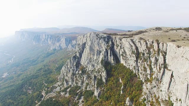 AERIAL:美丽的高山高原和绿色森林景观视频素材