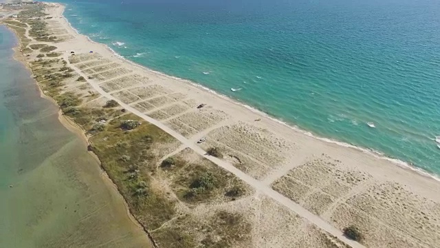 天线:浅海水域中狭长的沙地视频素材