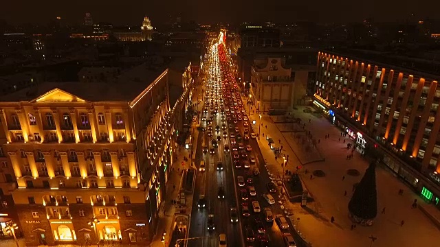 冬季特维斯卡亚街的夜景视频素材