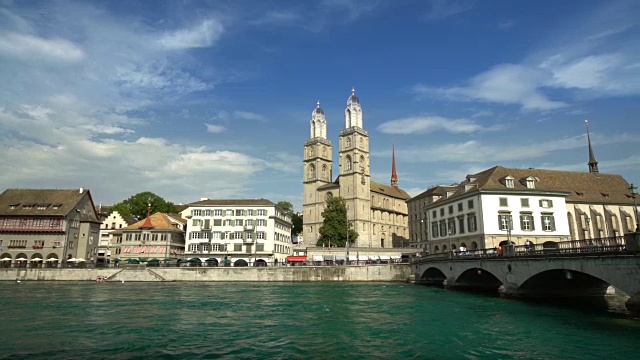 Grossmünster在苏黎世，淘金视频素材