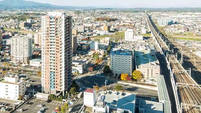 延时:日本东北部郡山福岛的鸟瞰图视频素材