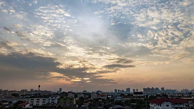 曼谷的日落:从白天到夜晚的延时视频素材