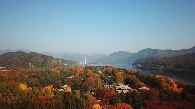 韩国首尔奈美岛秋季鸟瞰图视频素材