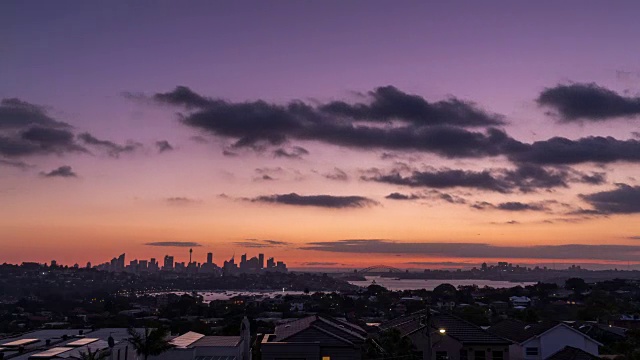 戏剧性的日落云景在一般的现代城市景观的时间流逝视频素材