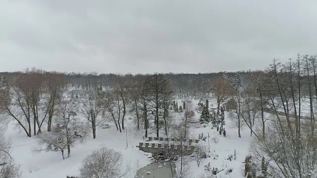 一场大雪后的费凡尼亚公园鸟瞰图视频素材