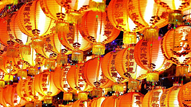 中国灯笼，庆祝中国新年，中国红灯笼，庆祝春节视频素材