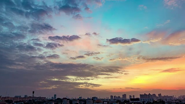 曼谷的日落:从白天到夜晚的延时视频素材