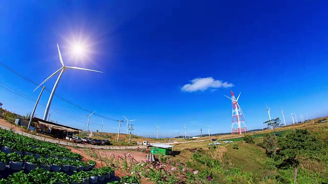 春天的风电场视频素材