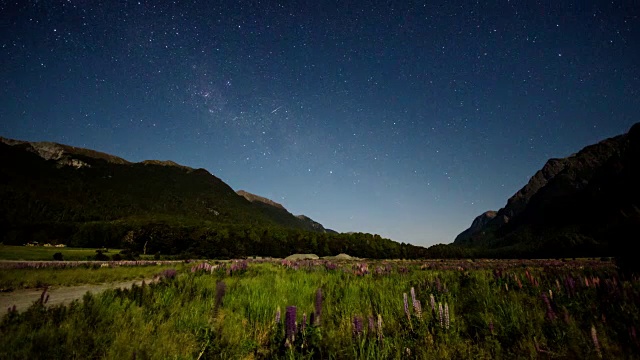 新西兰峡湾国家公园的银河和恒星视频素材